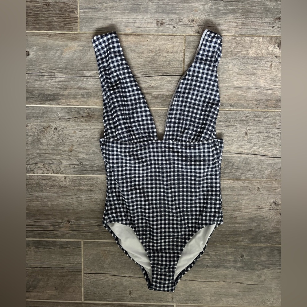J Crew NWT Gingham One-Piece Swimsuit